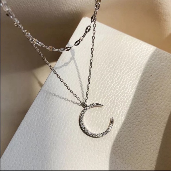 925 STERLING SILVER F DE DOUBLE LAYERED NECKLACE, NICE NECKLACE, CUTE NECKLACE - Picture 3 of 3